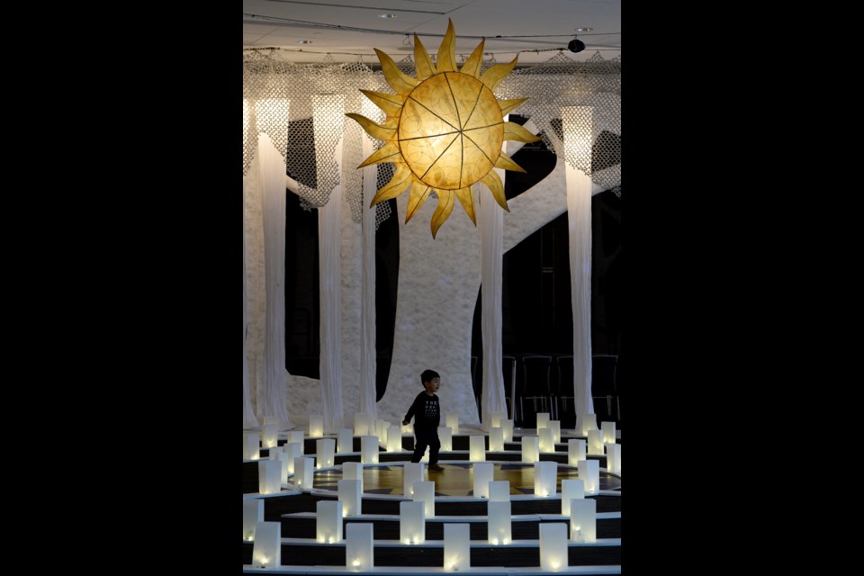The lantern labyrinth is on the main floor at Anvil Centre.