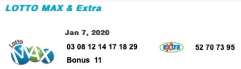 Lotto max & extra winning numbers discount