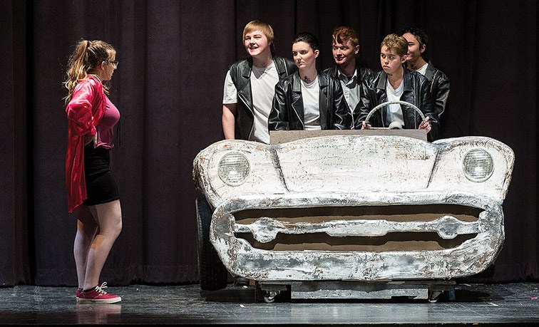 Citizen Photo by James Doyle. Students play their parts during Prince George Secondary School’s presentation of Grease as it hit the stage on Wednesday evening at Vanier Hall.