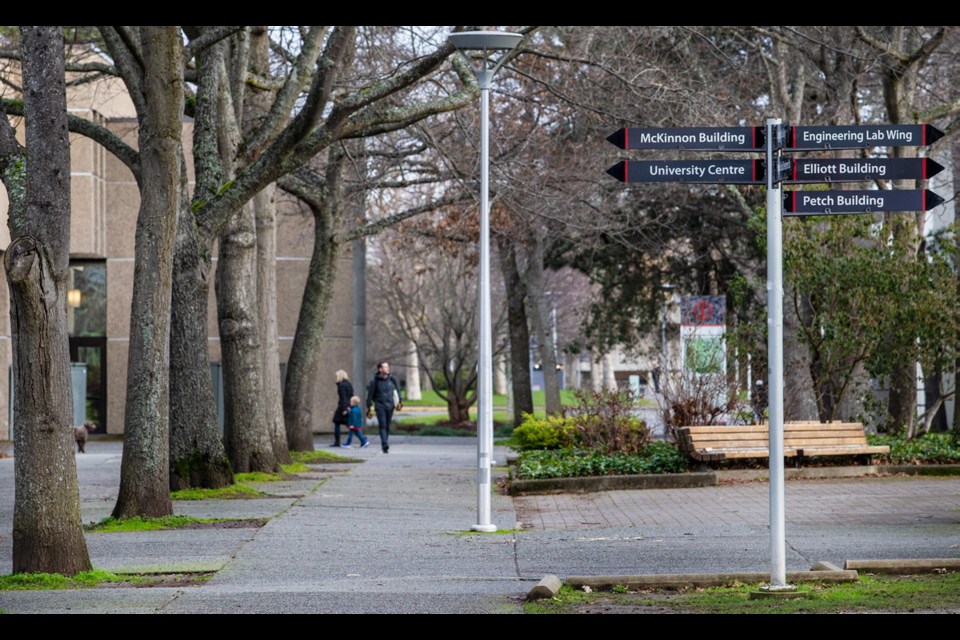 A wider pathway for pedestrians and cyclists would go through the centre of University of Victoria&Otilde;s campus, near the First Peoples House and McPherson Library.