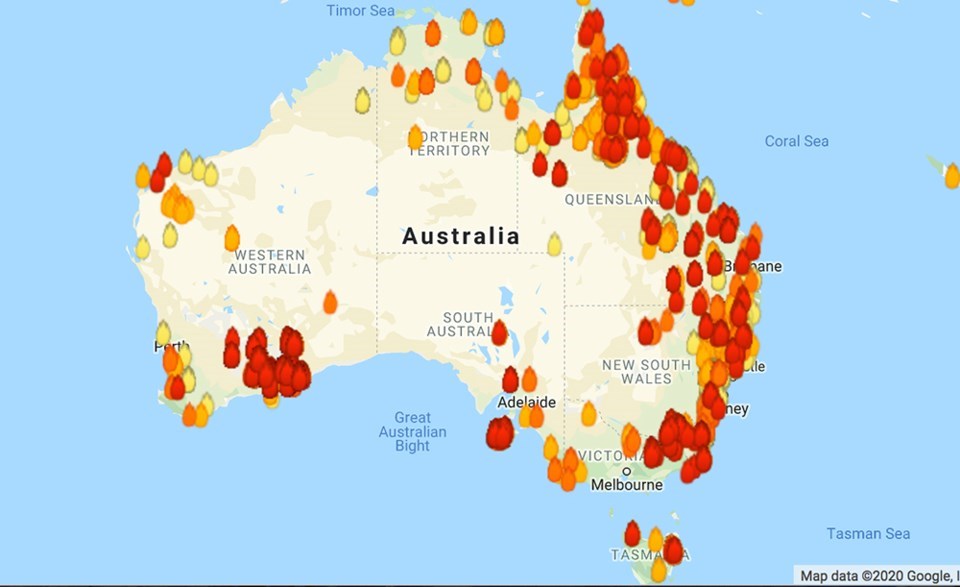 aussie fire map