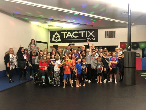 Morgan McDonough held his fourth annual Sock Rock Disco in December at Tactix Gym in Tsawwassen where more than 2,000 pairs of socks were collected and $1,000 in donations which were delivered to the Lookout Society of Vancouver.