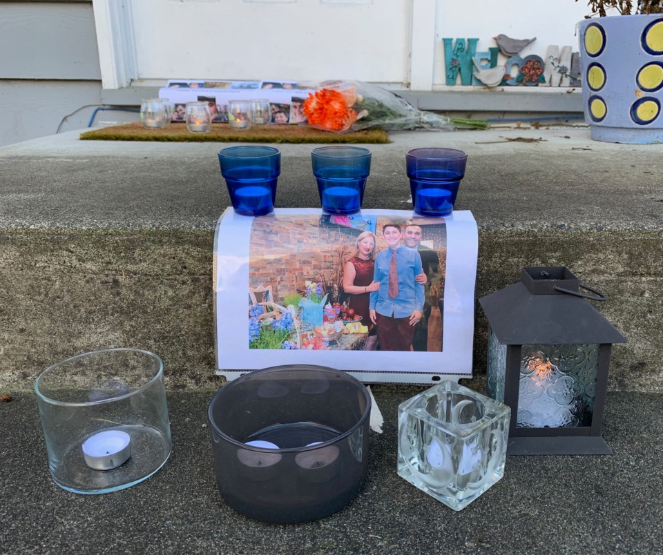 An impromptu memorial has been set up outside the Hamidi family's home.