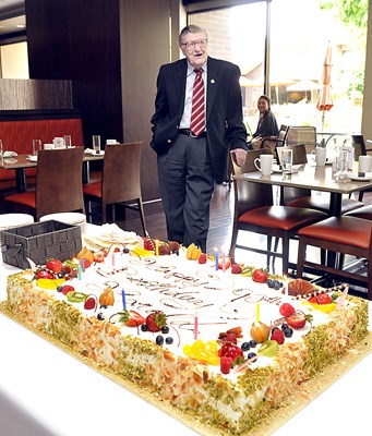Harold Cross turned 90 on Monday. The hotel that named its restaurant after him threw Harold a special party for his big day.