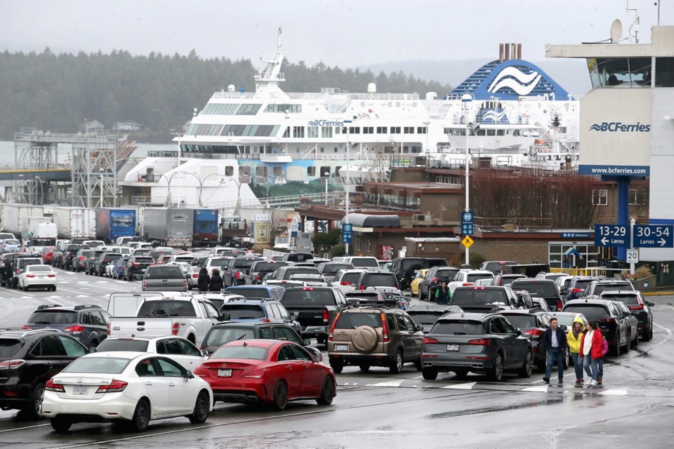Several B.C. Ferries sailings were cancelled on Friday, Jan. 10, 2020, leading to long lines at the Swartz Bay terminal.