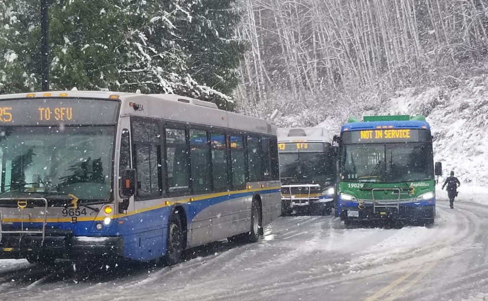 burnaby mountain sfu bus snow