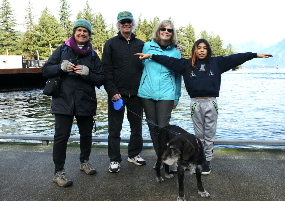 DG Blair, Jane Miller, Fraser Simmons and Cree at the Christmas Bird Count last weekend.