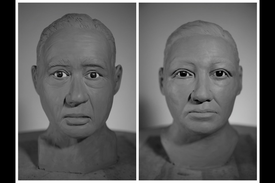 The 15 reconstructed faces included two cases from the Tri-Cities, one found in the water near Port Moody's Reed Point Marina in 1995 (left), and another found in 1998 in a forested area north of Port Coquitlam cemetery