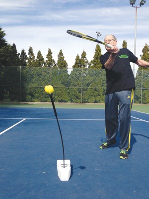 Tony Lloyd shows off his latest invention, the Practice Hit, which survived the heat of the hit CBC TV show, Dragons' Den.