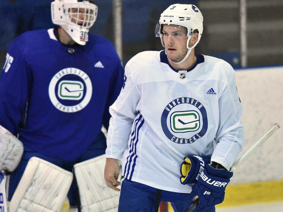 Brogan Rafferty on the ice at Canucks 2019 development camp.