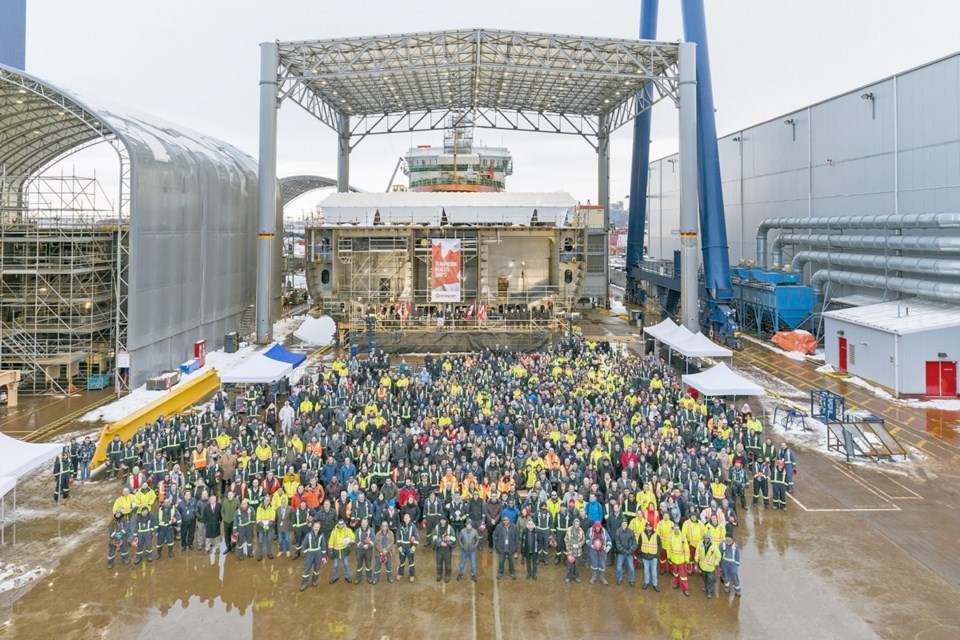 Seaspan Shipyards and many of its more than 2,800 employees gathered for a ceremonial keel laying event for the Royal Canadian Navy's future HMCS Protecteur in North Vancouver.
