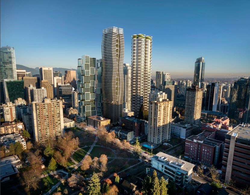 The propsed Nelson Street tower (left) would sit near The Butterfly (right).