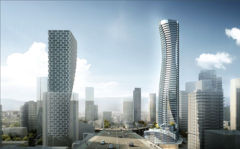 The Granville Gateway tower (right) is proposed for 601 Beach Cres., which is opposite from where Va