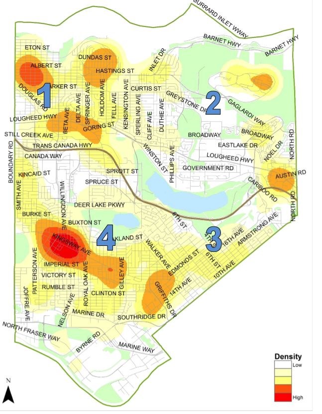 City Of Burnaby Map This Burnaby Crime Map Shows A New Hot Spot To Watch - Burnaby Now