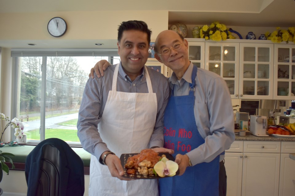 MLA Jas Johal got some cooking lessons from Colin Foo, an actor and chef. Nono Shen photo