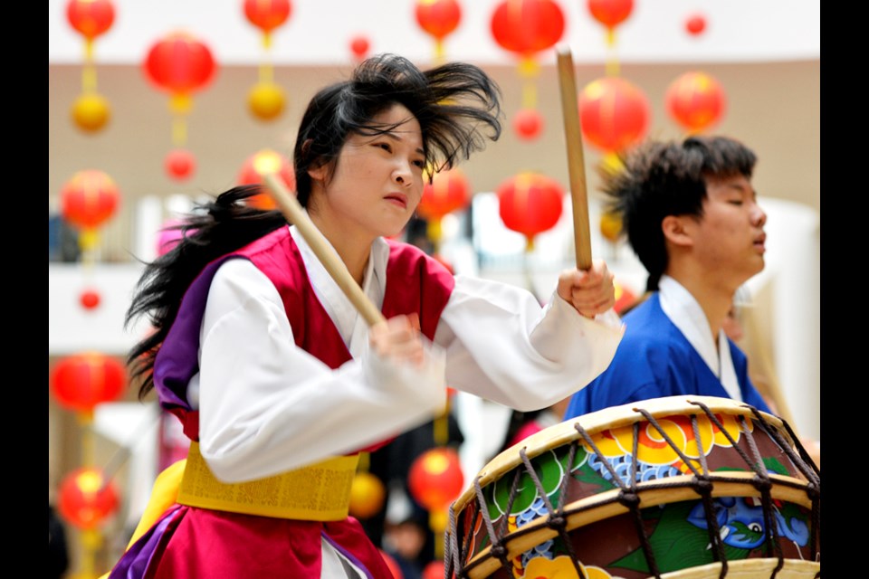 A Cheondoong drumming performance was part of the Lunar New Year festivities.