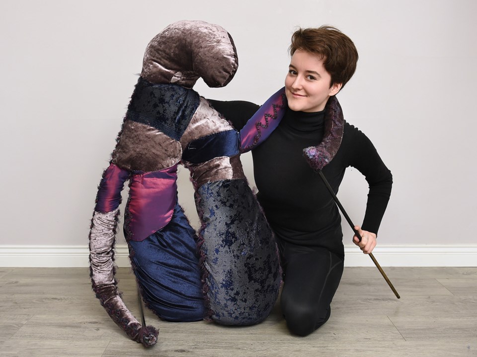 Puppeteer Julia Muncs and Clio, a three foot clitoris who takes centre stage in the educational and