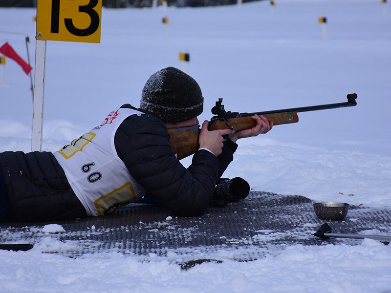 DETERMINED DEBUT: 22 Red Knight Squadron air cadet Aiden DeVilliers [above] recently competed in his first biathlon competition after learning to ski on the day of the event. Competing cadets tested their fitness, skiing, teamwork and marksmanship skills over a five-kilometre course. Justin Norman photo