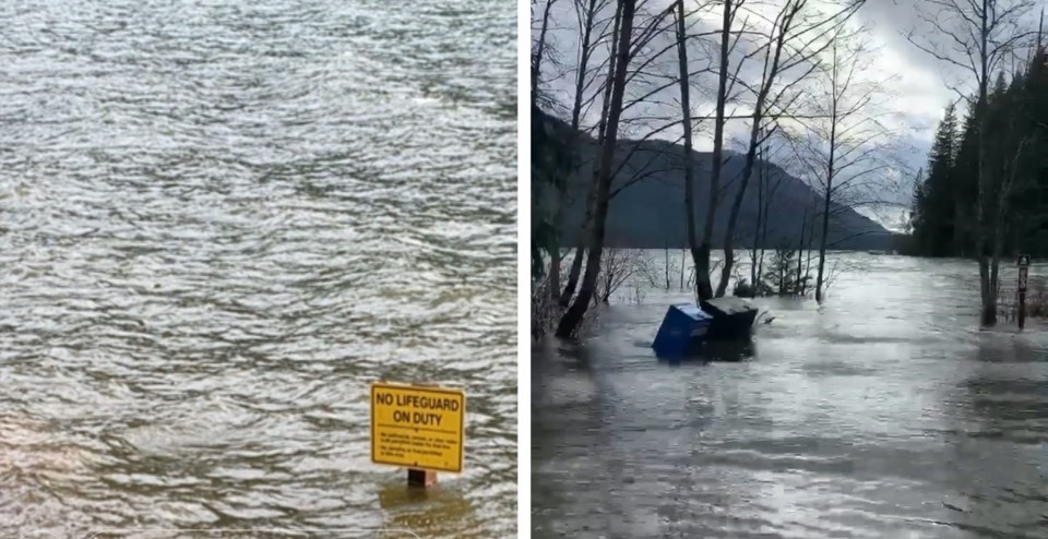 Flooding at Alouette Lake. Photo @alouetteparks on Instagram