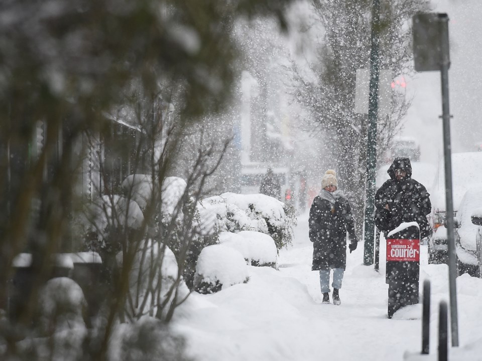 Snow is expected to return Tuesday, but get washed away by rain the next day. File photo Dan Toulgoe