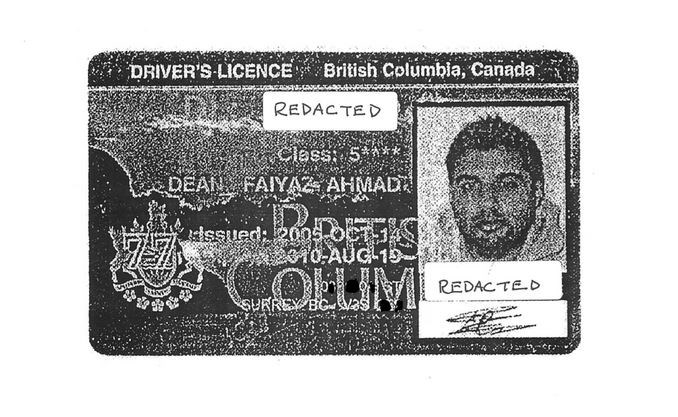 Faiyaz Dean’s B.C. driver’s license as it appears in a 2018 US SEC affidavit