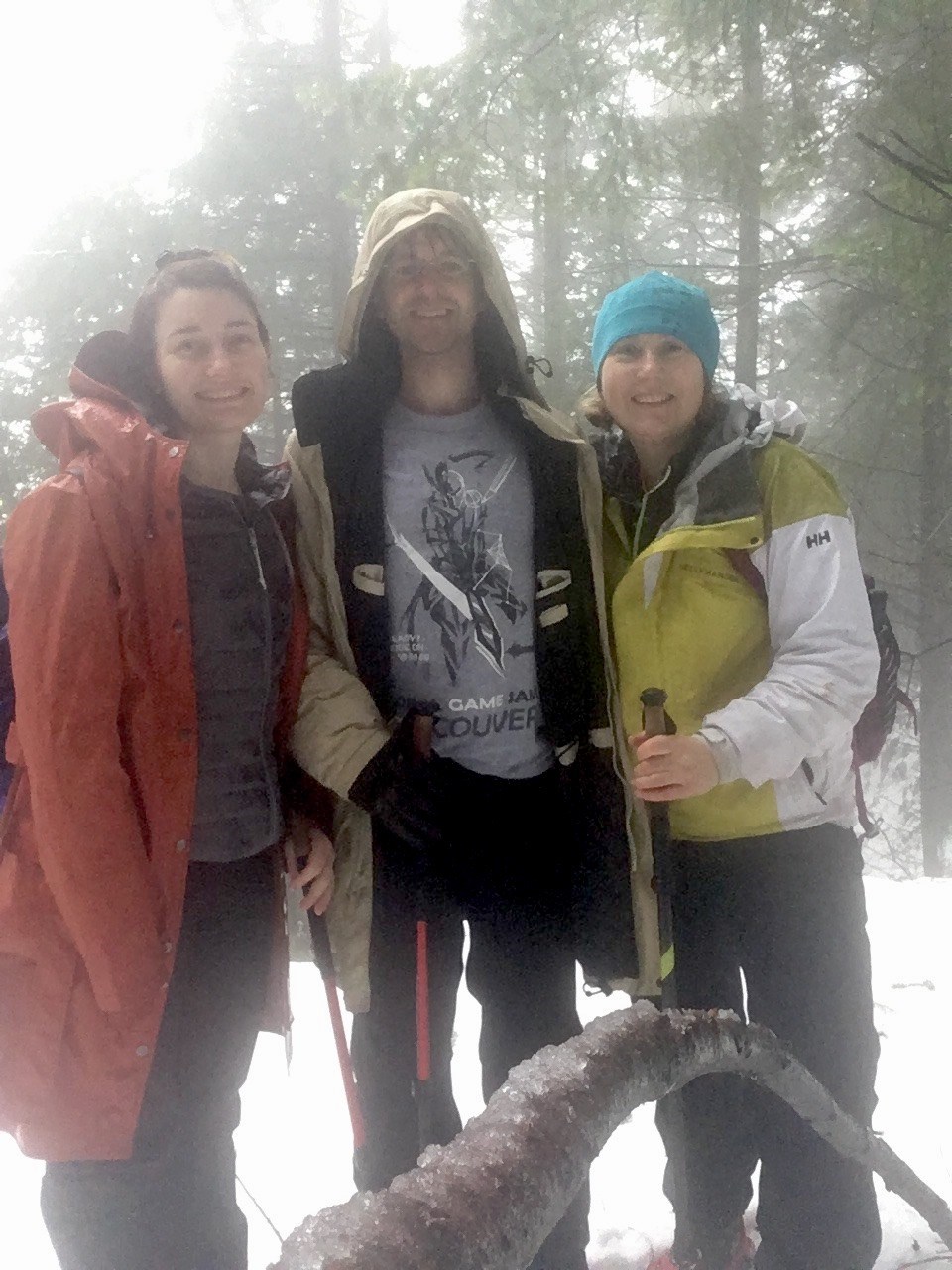 Jennifer Pierce, Glen Pierce and Olena Domnia on a recent Bowen Island Hikers group excursion.