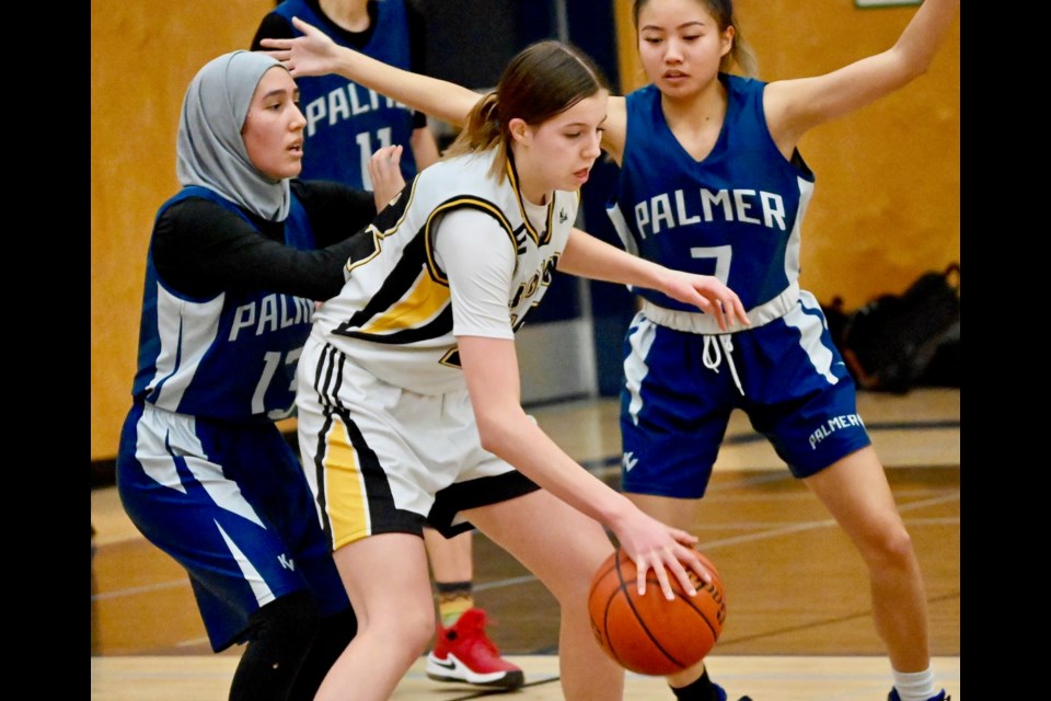 Christina Sofikitis poured in 26 points to lead the Hugh Boyd Trojans past the RC Palmer Griffins in the third place game Thursday at the Richmond Senior Girls Championships. Both teams head to the South Fraser 2A Playoffs next week.