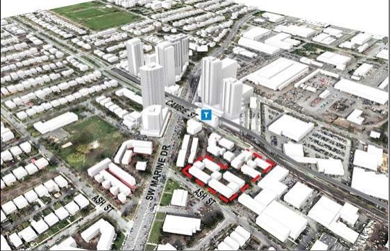 Site context. The Asley-Mar site is outlined in red.