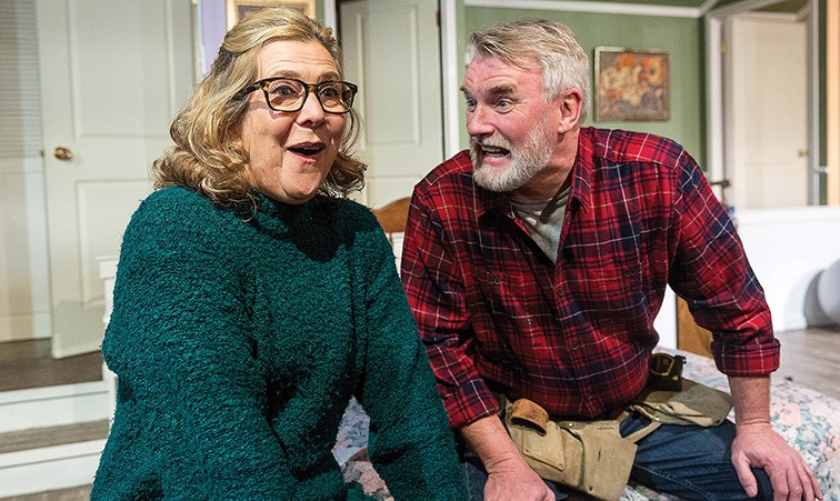 Citizen Photo by James Doyle 
Gail, played by Frances Flanagan, and Earl, played by Wally MacKinnon, perform a scene from The Birds and the Bees during a rehearsal last week. This comedy production is presented by Miracle Theatre at ArtSpace from Feb. 12 to March 4.