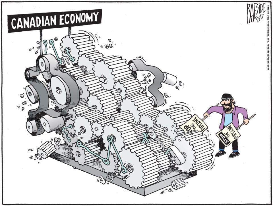 Adrian Raeside cartoon, Feb. 19, 2020 Canadian economy and protesters