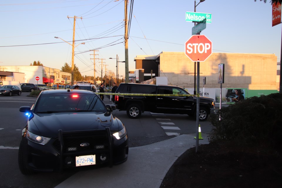 Coquitlam RCMP blocked traffic at the scene of the accident at Nelson Street and Ridgeway Avenue