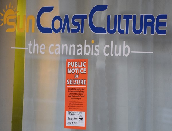A seizure notice posted at Sun Coast Culture in Sechelt Feb. 18.