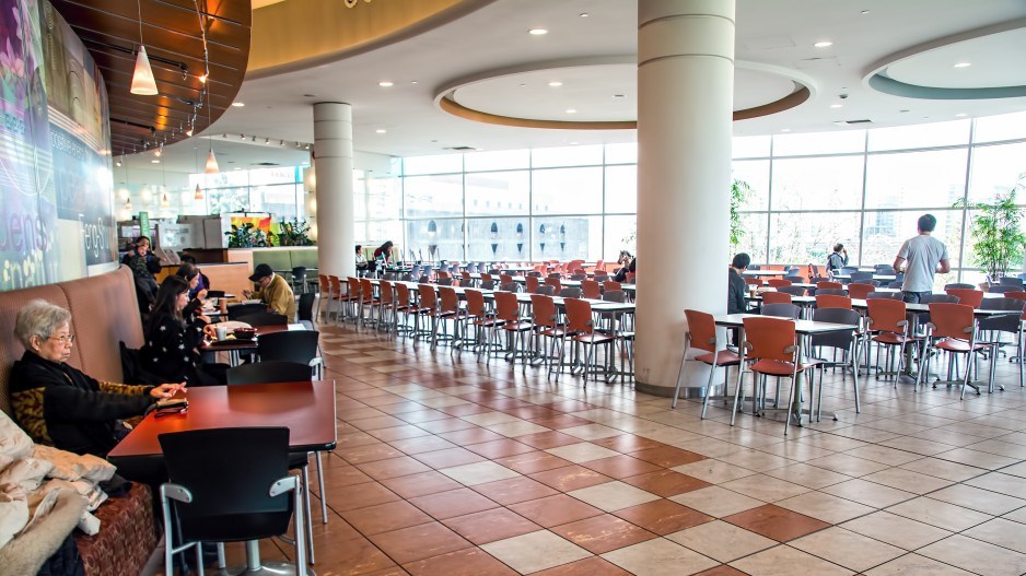 Empty tables at the food court at Richmond’s Aberdeen Centre. Photo Business in Vancouver