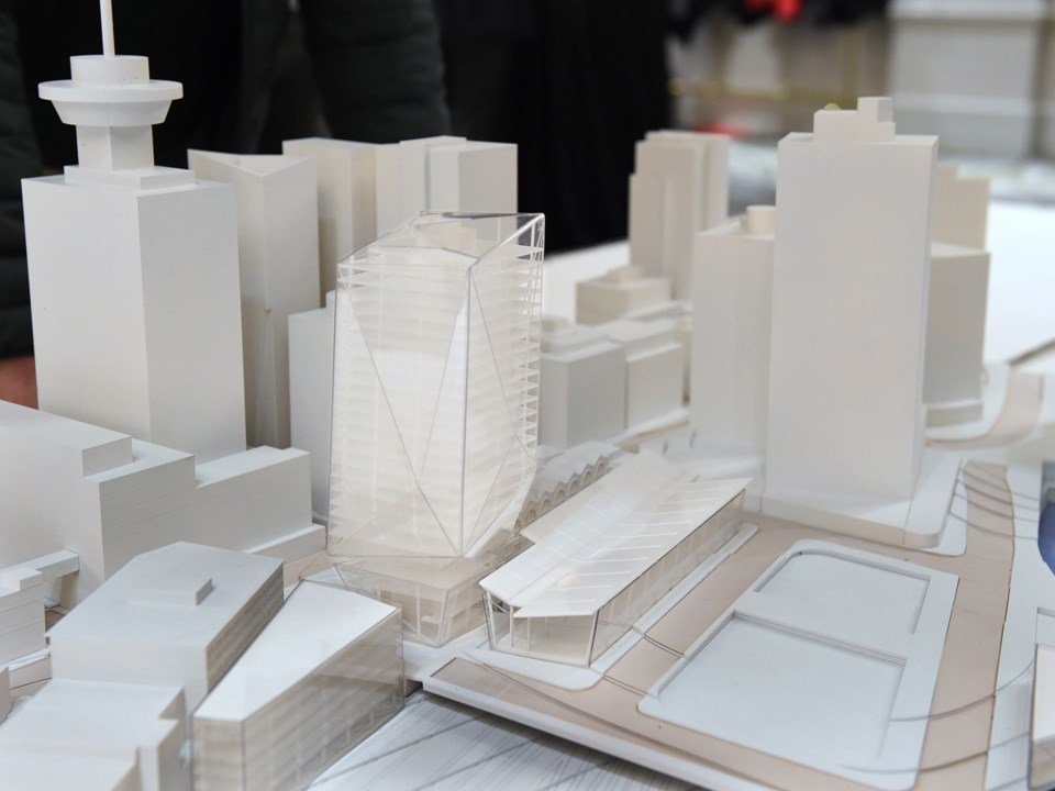 A model of the propose tower shown at the recent open house. Photo Dan Toulgoet