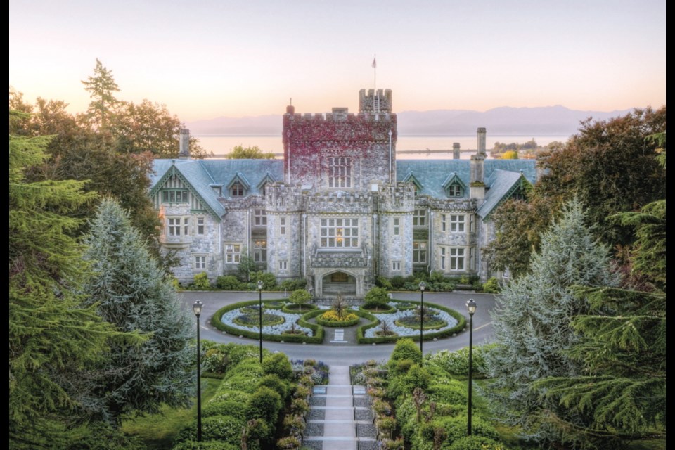The front lawn of Hatley Castle. The castle has served as a movie location for blockbusters such as Deadpool and the X-Men films.