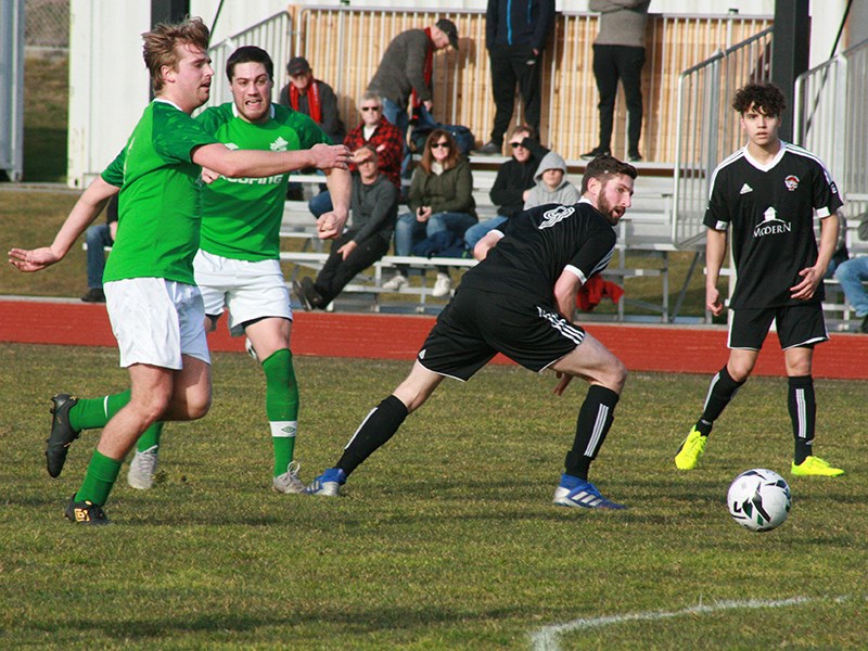 Powell River Villa players [in black, from left] Nick Van’t Schip and Jerod Timothy