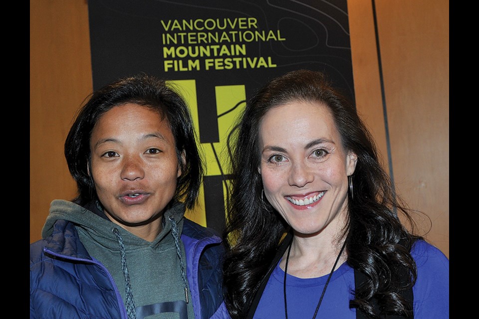 Vancouver International Mountain Film Festival board chair and festival MC Eileen Bistrisky (right) with VIMFF guest speaker and Nepalese trail runner Mira Rai.