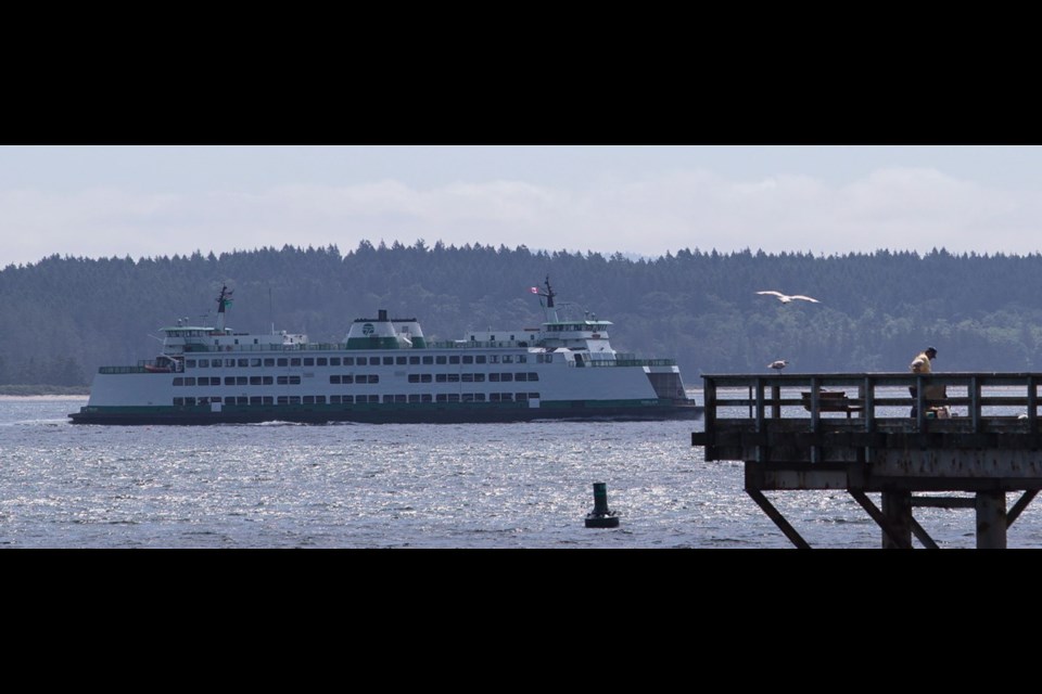 The Anacortes ferry approaches Sidney.
