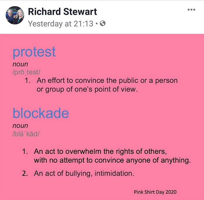 Letter writer says Mayor Richard Stewart politicized Pink Shirt Day in Facebook post