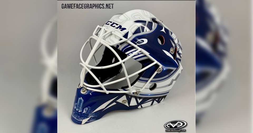 Louis Domingue's new Vancouver Canucks goalie mask