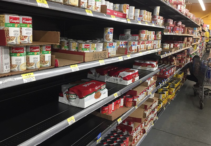 People are stocking up on canned goods.