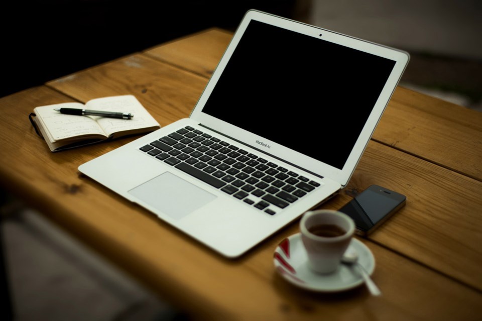 laptop, writing, stock photo