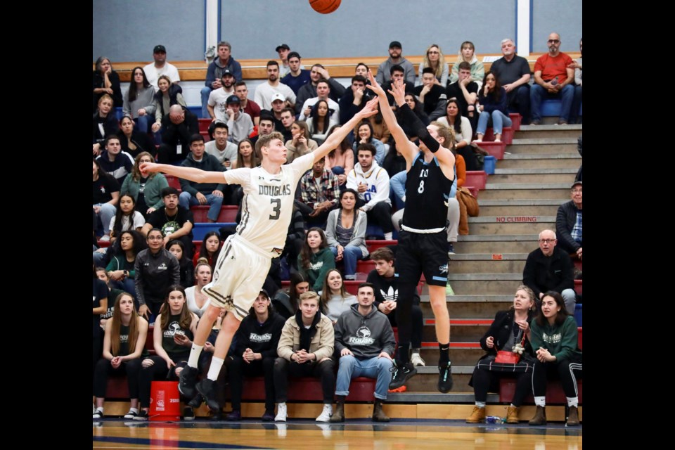 St. Thomas More alumni Cameron, shown above, and Reese Morris played a big role in Douglas College's run to a PacWest championship last week. The team now enters the Canadian Collegiate Athletic Association championships as the No. 1-seed.