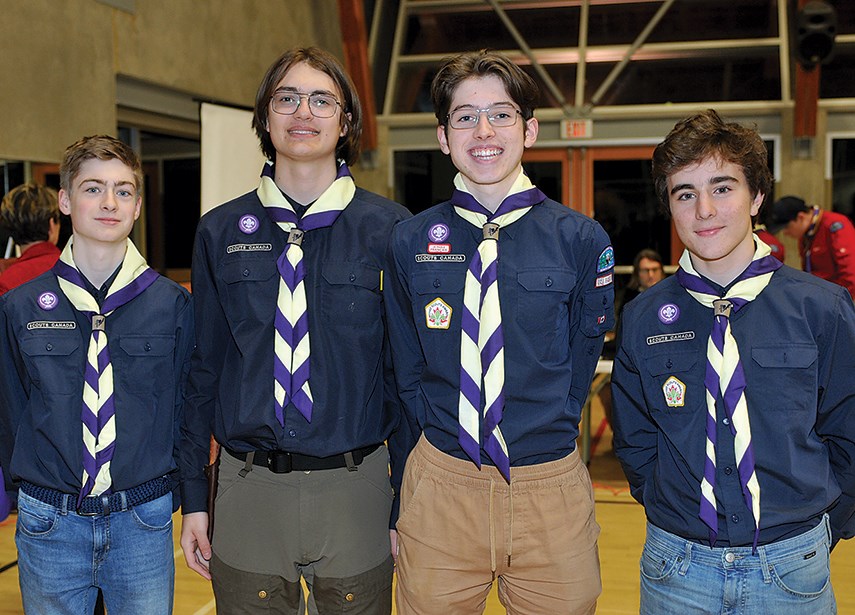 First West Van troop Venturers Jacob Chisholm, Austin Bannister, youth commissioner A.J. Alexander and Connor Ritchie.
