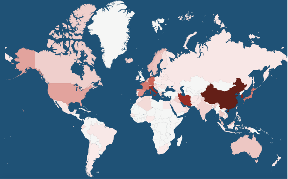 The web tool includes a colour-coded map of COVID-19 infection rates