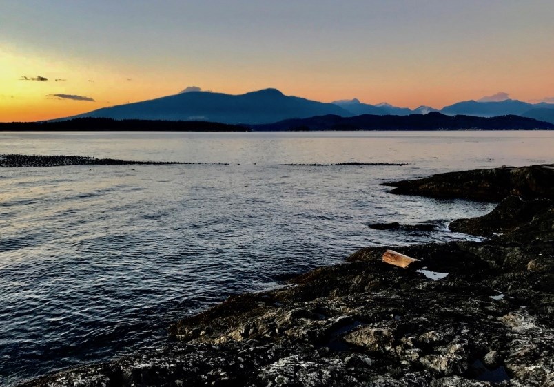 Looking over west side of Bowen Island at sunset
