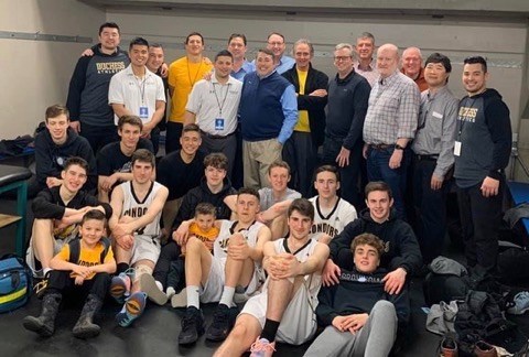 The 1980 provincial high school boys basketball-champion Duchess Park Condors visited the 2020 senior boys team Friday after their semifinal win over the Sir Charles Tupper Tigers at the Langley Events Centre. Duchess Park went on to win silver at the triple-A boys tournament.