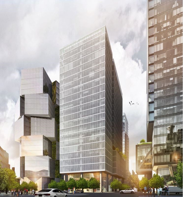 View West Georgia at Richards Street. Rendering W.T. Leung Architects