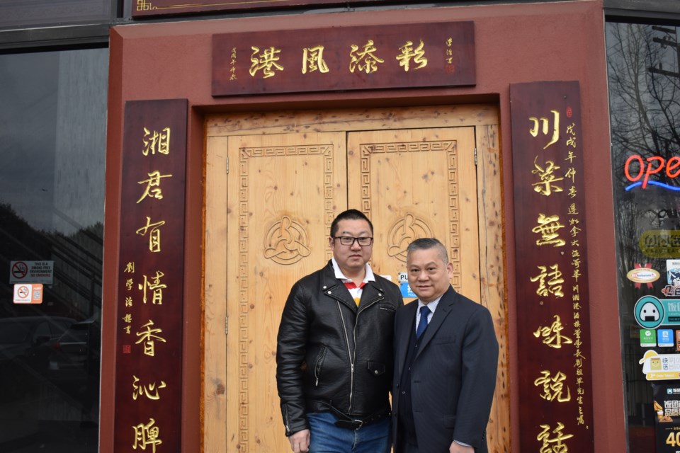 James Liu, left, owner of Marine Bay Restaurant, and William Tse, director of Canada Catering Association, want more relief for restaurants.