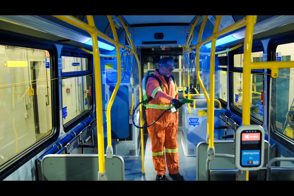 TransLink buses are cleaned daily and sprayed with a disinfectant once a week. Photo courtesy TransLink